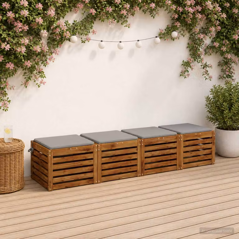 Set di 4 cuscini per sedia vidaXL in poliestere grigio con fodera rimovibile e resistenza UV