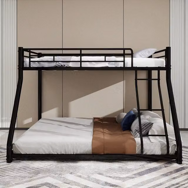 Letto metallico Twin Over Full - Xylo - con scala e parapetti, silenzioso