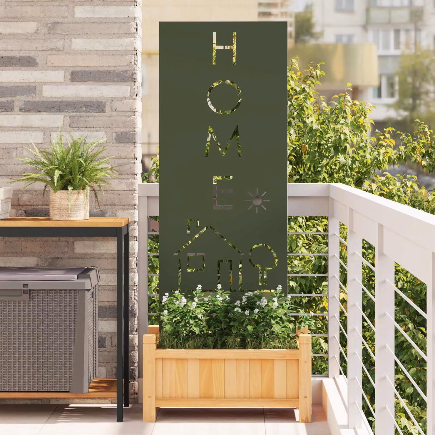 Paravento per privacy da giardino vidaXL Oliver in acciaio verde L 50 cm x H 140 cm