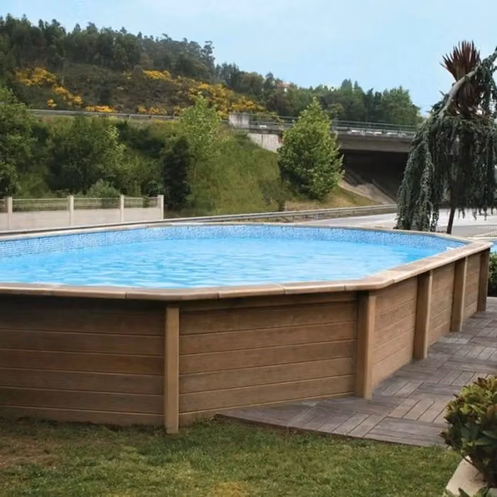 Piscina interrata Naturalis in pietra ricostruita effetto legno, L: 635 cm, P: 472 cm, H: 140 cm, con filtrazione a sabbia e locale tecnico – 2