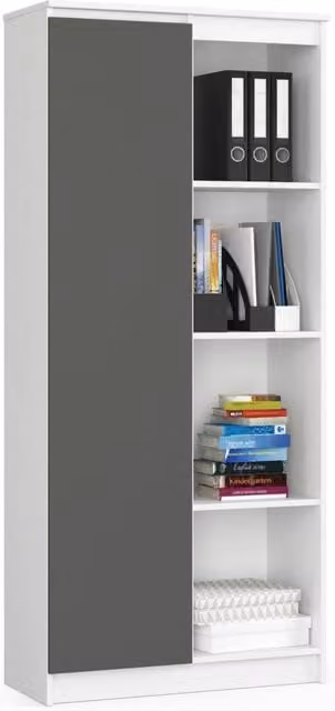 Armadio da ufficio AKORD R80 Bianca 80 cm 1 anta inserto frontale Grigio Grafite 80x35x180 cm