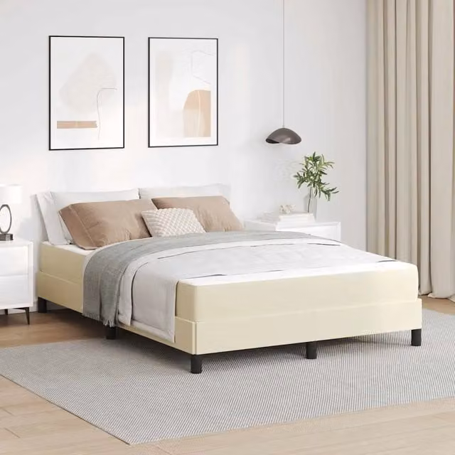 Struttura del letto con materasso-Giroletto Crema 140 x 200 cm Tessuto 244873