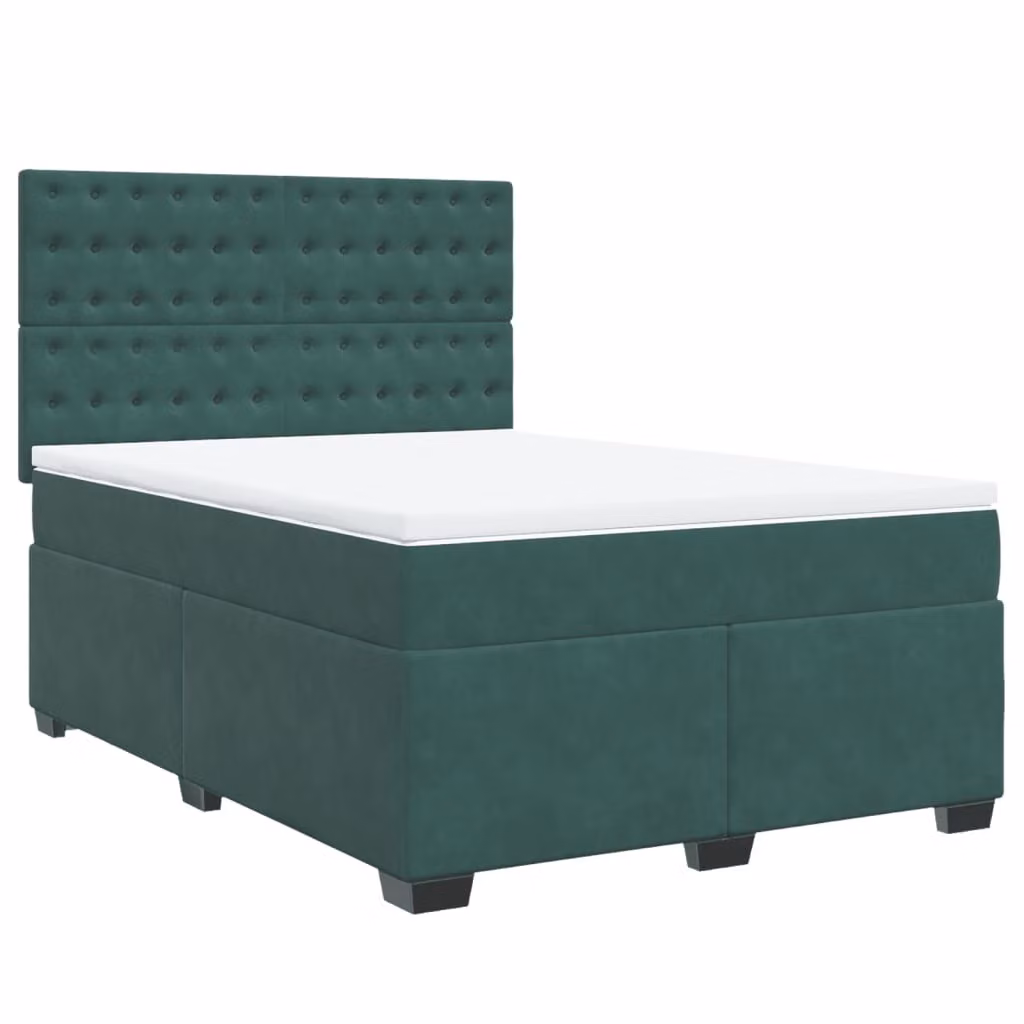 Giroletto a Molle con Materasso Verde Scuro 140x190 cm Velluto