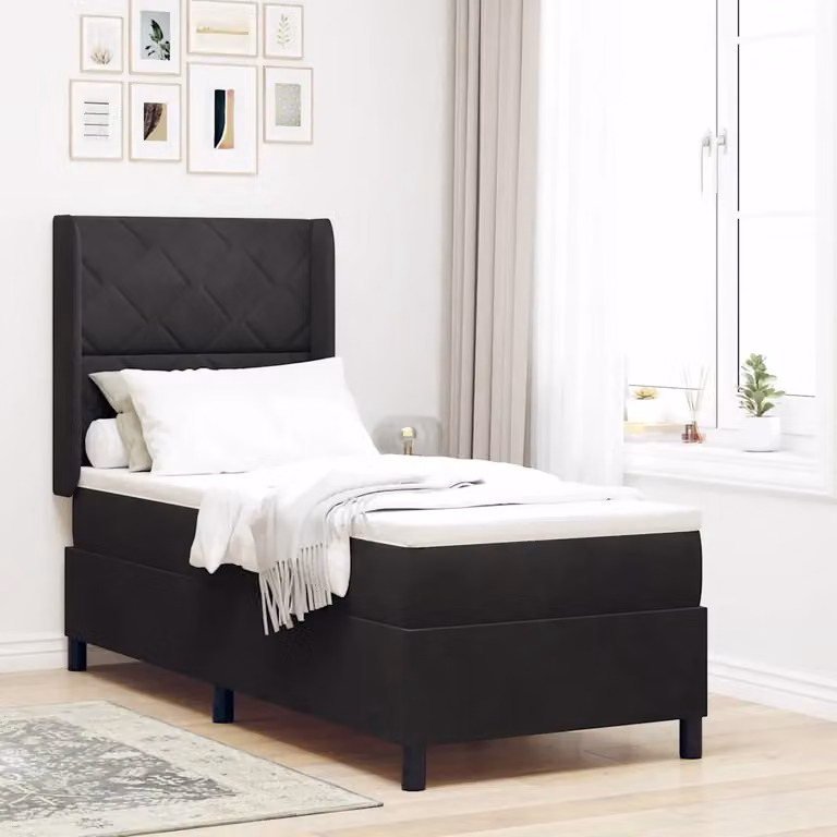 Letto a molle con testiera vidaXL in velluto nero L: 80 cm, P: 200 cm
