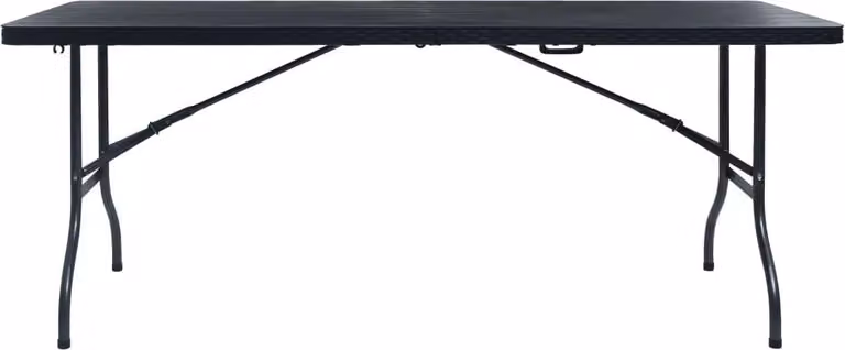Tavolo da Giardino Pieghevole Nero 180x75x72 cm in Rattan HDPE