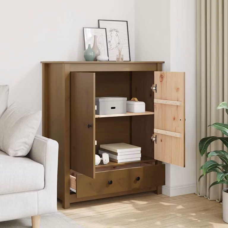 vidaXL Credenza in Legno di Pino Marrone in Stile Industrial L: 83 cm, P: 41,5 cm, H: 100 cm