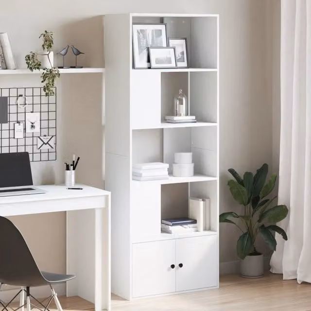 Libreria bianca vidaXL in legno multistrato per soggiorno o ufficio L: 70 cm, P: 36 cm, H: 189 cm