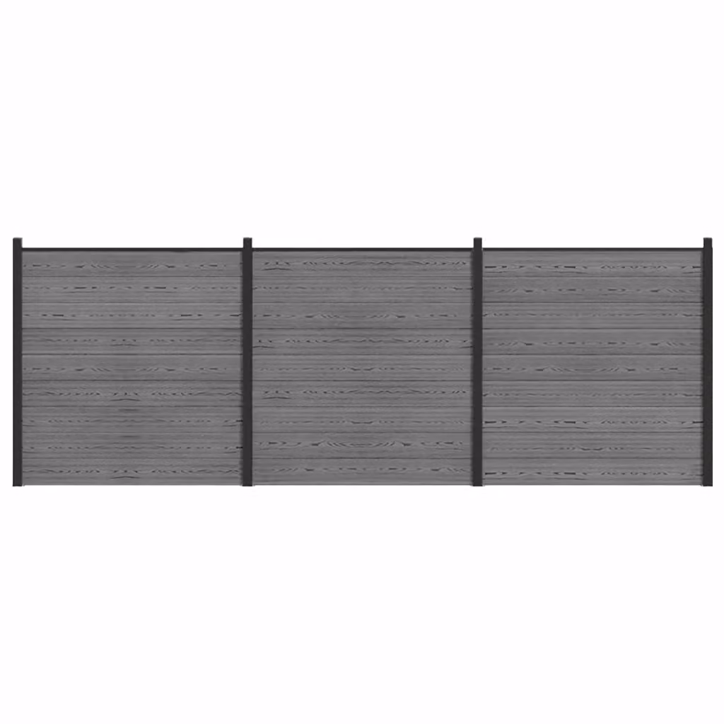Set di recinzione vidaXL in WPC e alluminio grigio, L: 526 cm, H: 186 cm – 2