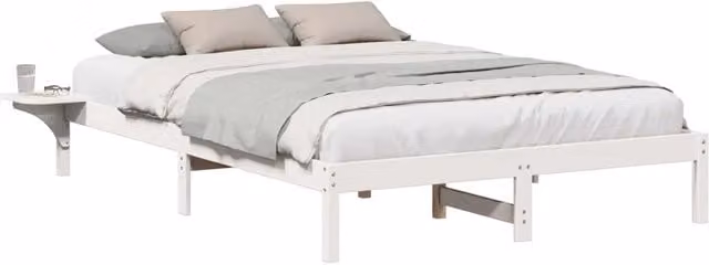 Letto matrimoniale moderno in pino massello laccato bianco L 150 x P 200 cm