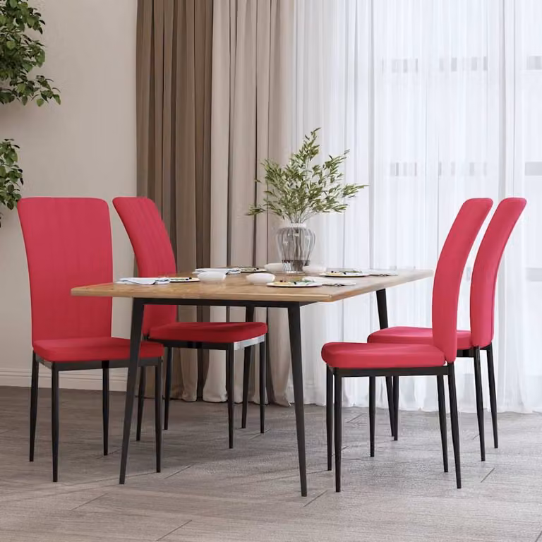 Set di 4 sedie da pranzo vidaXL in velluto rosso vino per soggiorno e cucina