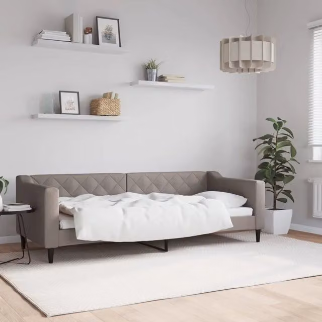 Letto da giorno moderno vidaXL in tessuto beige e grigio L/P/H: 200 x 80 x 90 cm