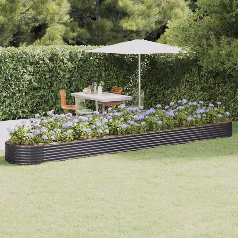 Letto da giardino rialzato vidaXL in acciaio zincato antracite L: 544 cm, P: 100 cm, H: 36 cm