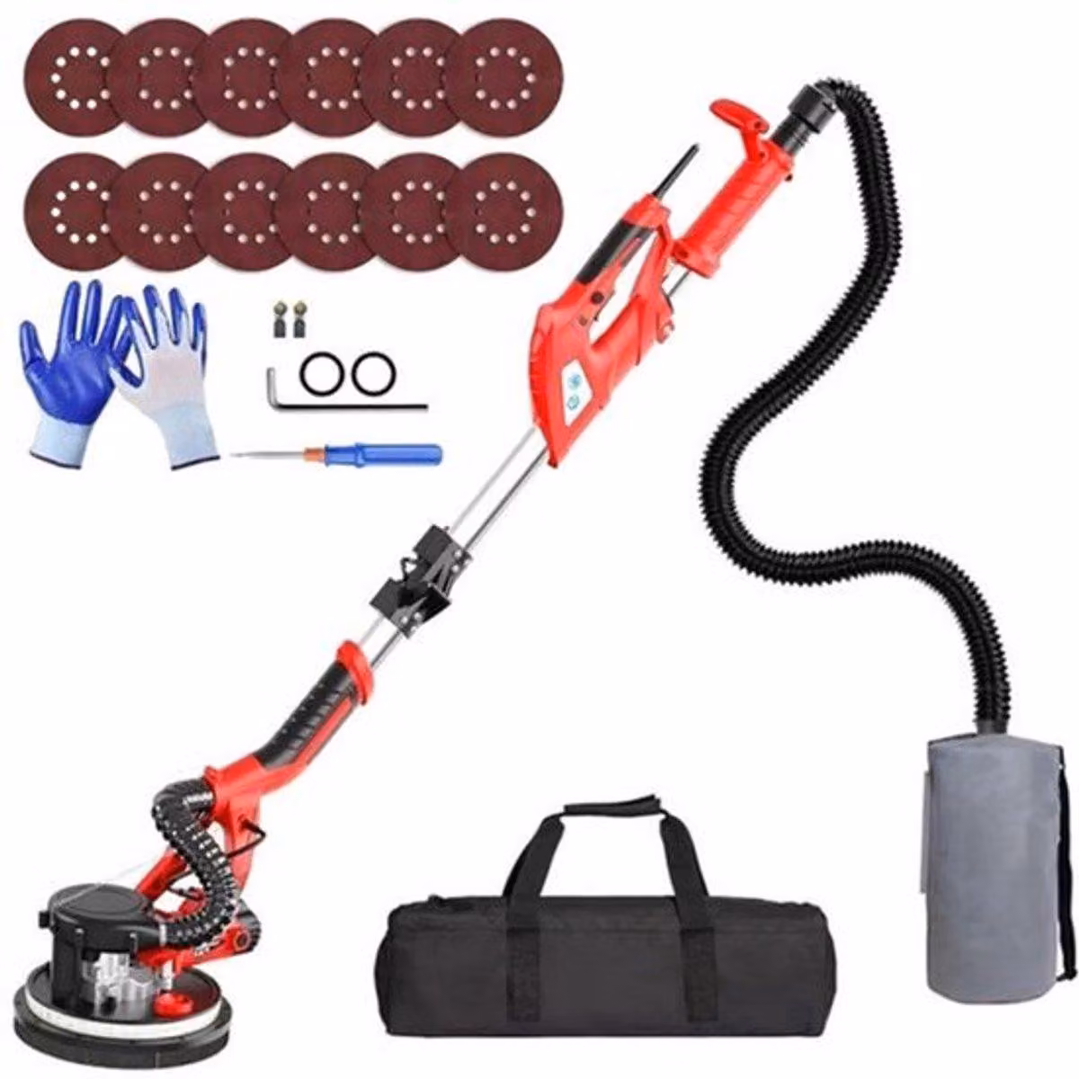 Levigatrice per cartongesso - 750W - Velocità variabile - Albero telescopico - Aspirazione polvere