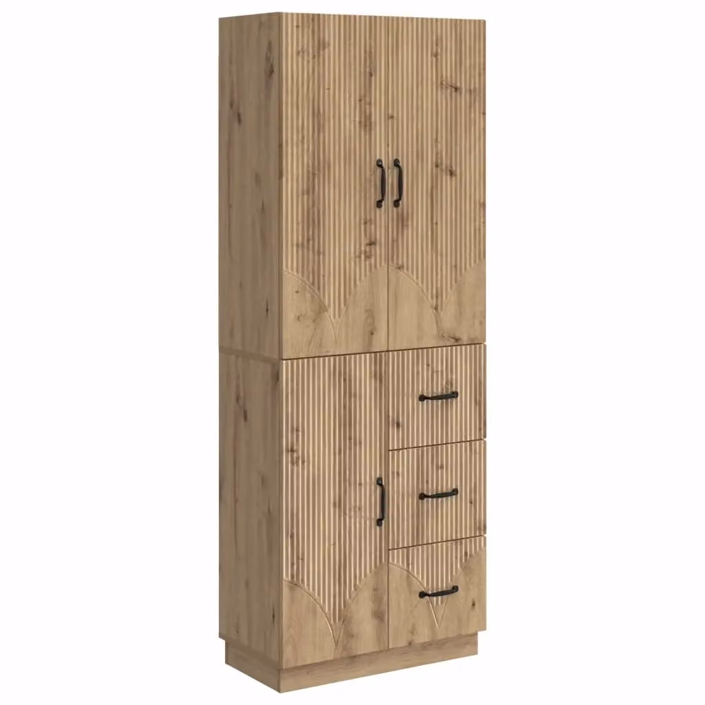 Set di 2 armadi moderni vidaXL in legno MDF color rovere marrone con ante a battente e cassetti – 2