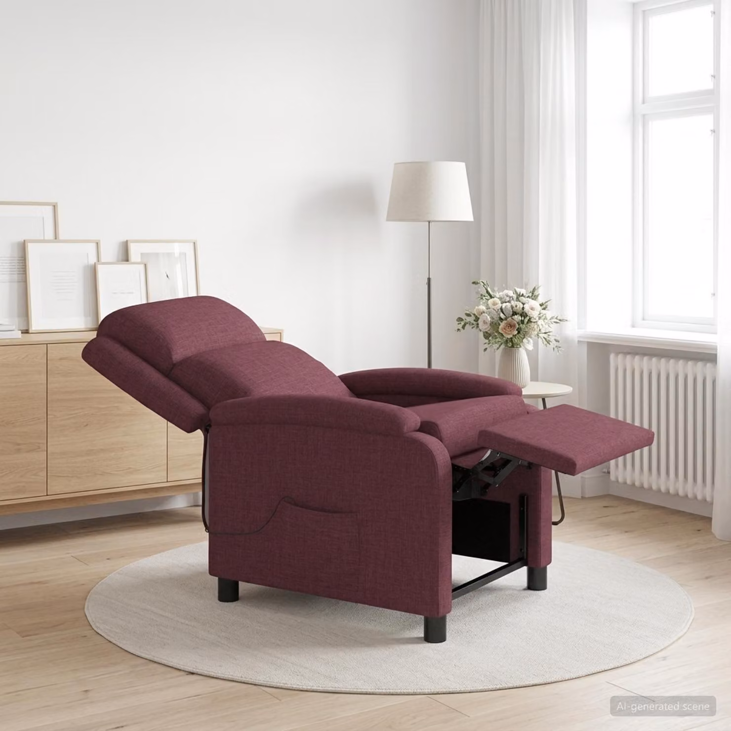 Poltrona relax reclinabile vidaXL in tessuto viola con braccioli