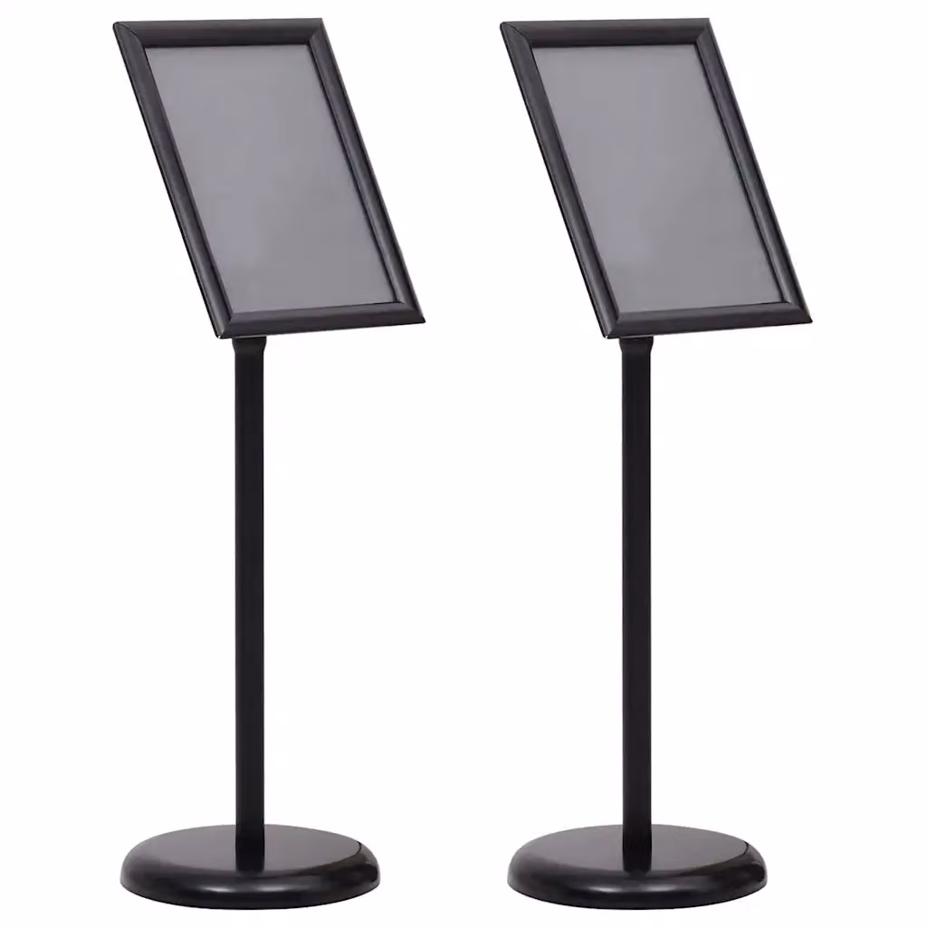 Set di 2 supporti per poster professionali vidaXL in alluminio nero, H: 108 cm, L: 32,7 cm, P: 24 cm
