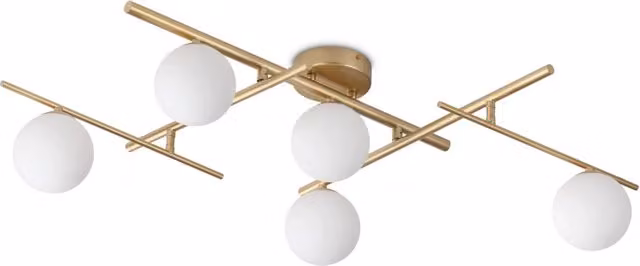 Plafoniera Moderna Ideal Lux Atlas in Metallo e Vetro Oro/Bianco con 5 Luci G9