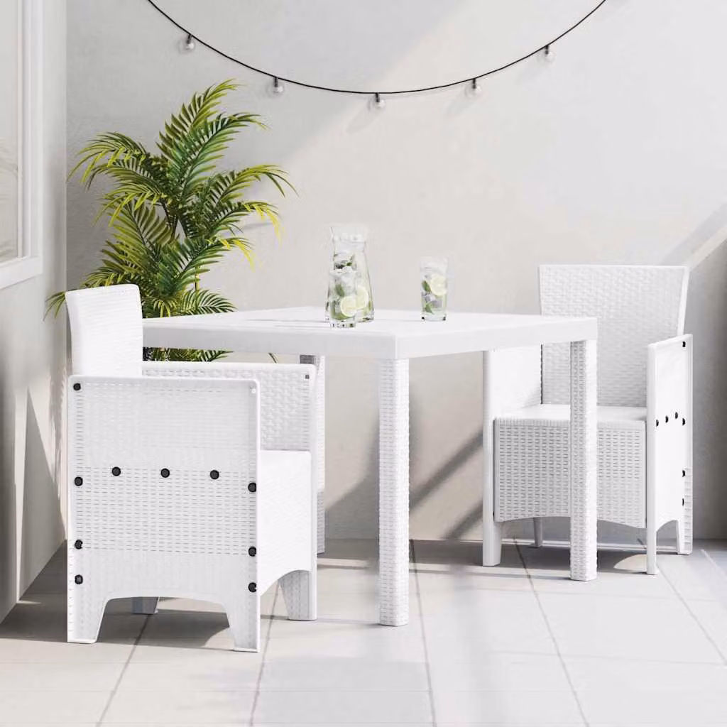Maison Exclusive - Set da pranzo per esterno, 3 pezzi, in polipropilene bianco