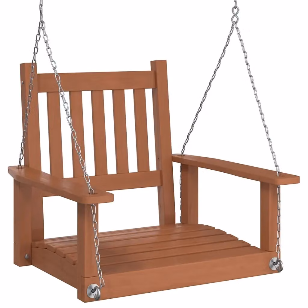 Dondolo da giardino vidaXL in legno di abete e metallo marrone con braccioli – 2