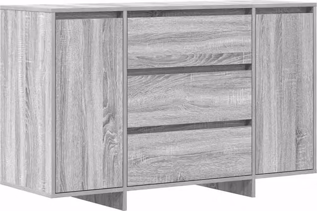 Credenza moderna in legno multistrato e MDF Grigio Sonoma per soggiorno o sala da pranzo L: 120 cm, P: 41 cm, H: 75 cm