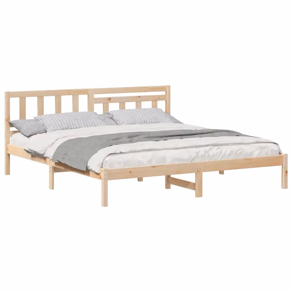 Struttura del letto moderna vidaXL in pino massello marrone L 160 cm x P 200 cm – 2
