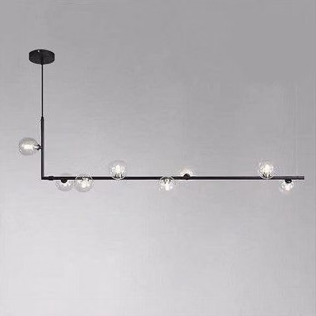 Lampadario a sospensione Trade Shop con 8 sfere in vetro trasparente e metallo nero, design moderno, per G9