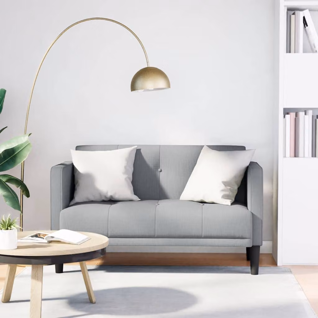 vidaXL Divanetto Moderno Grigio in Tessuto L: 124 cm, P: 67 cm, H: 74,5 cm