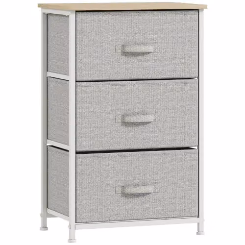 HOMCOM Cassettiera 3 cassetti telaio metallico 45x30x71cm grigio