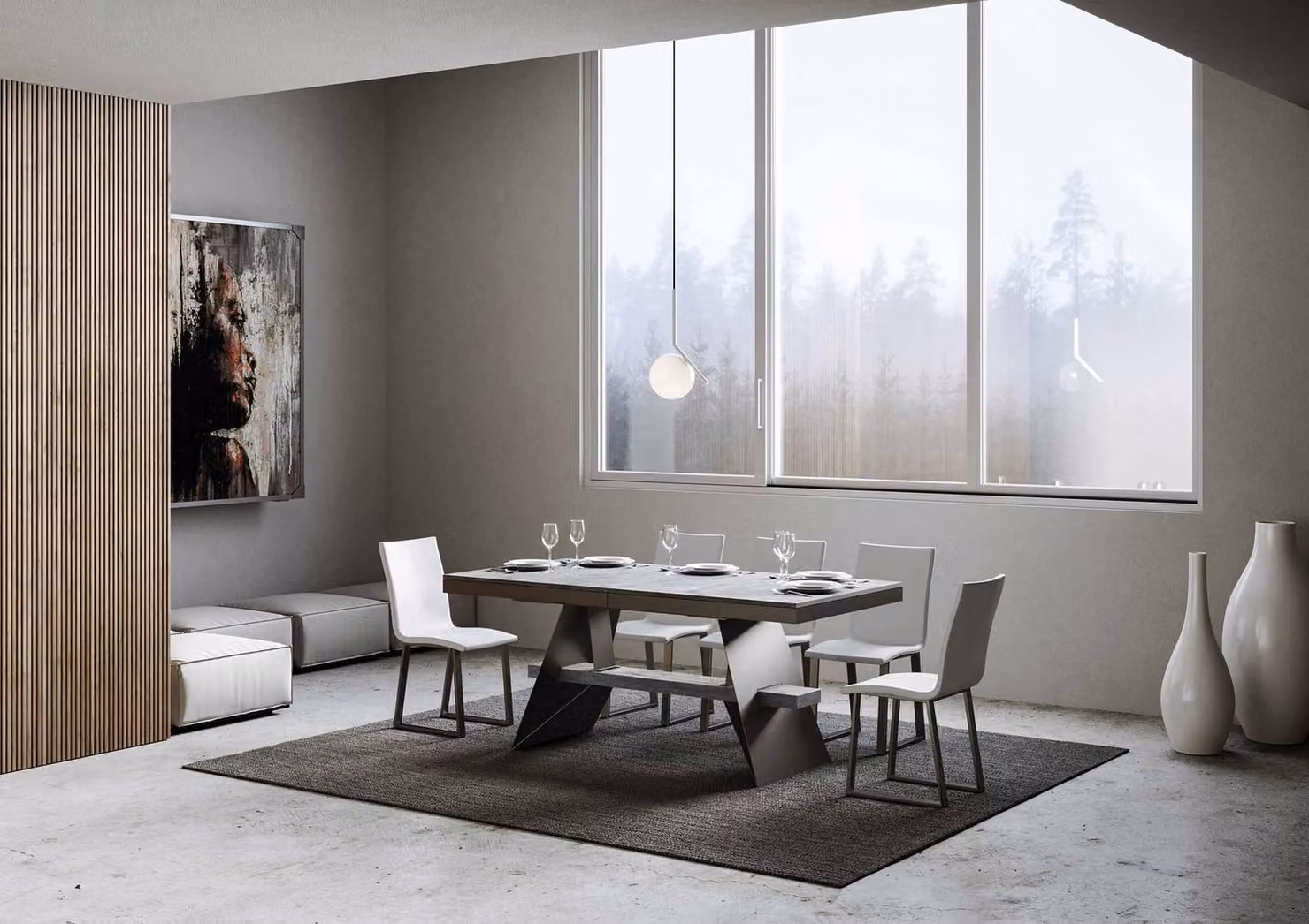 ITAMOBY - Tavolo allungabile 160/420x90 cm Baita Evolution cemento telaio e gambe antracite