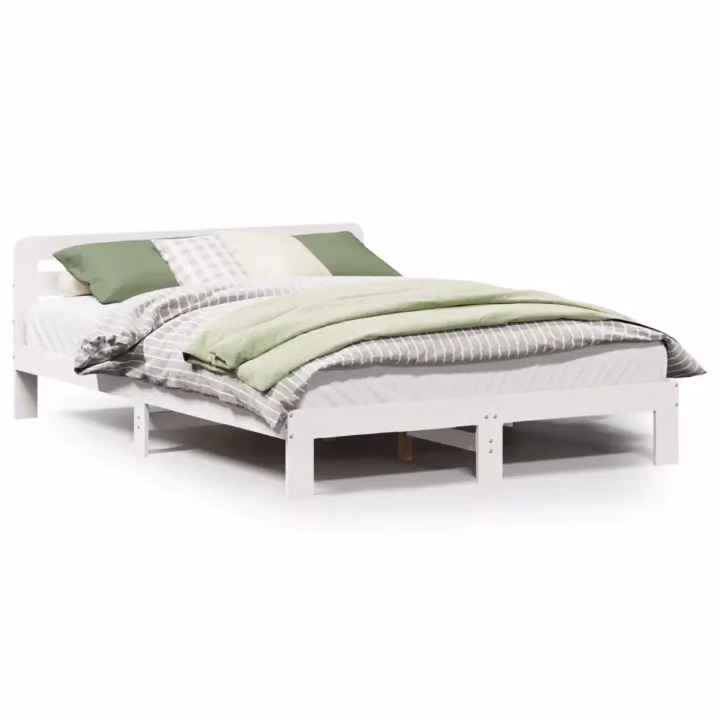 vidaXL Letto senza Materasso in Legno Massello di Pino Bianco 150x200 cm – 2