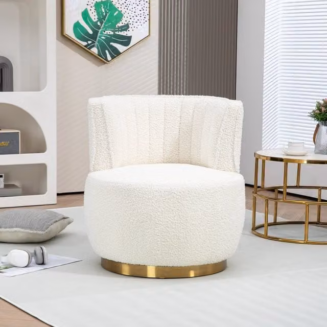 SEDIA Girevole 360° 62,5x62x69,5 cm Teddy White