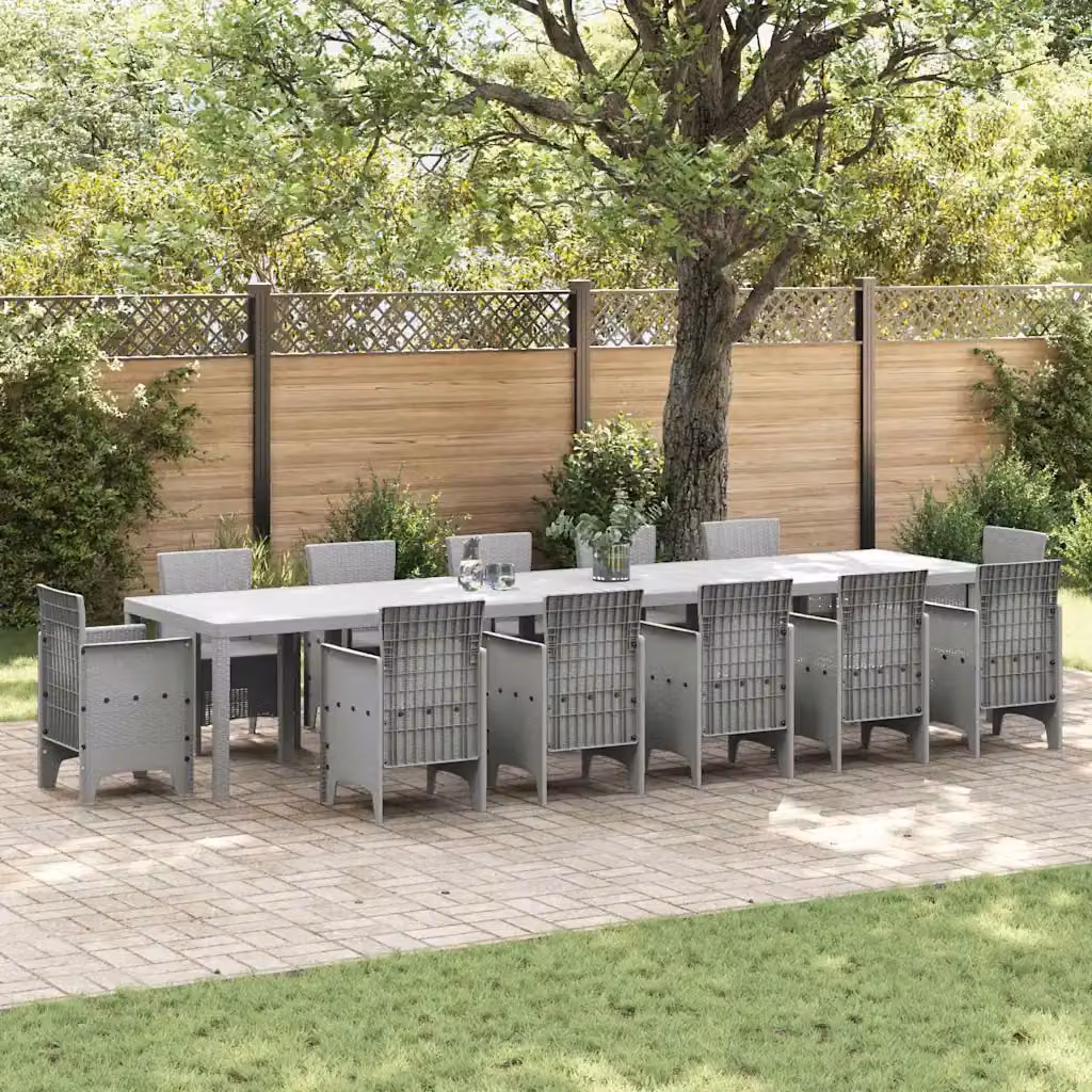 Tavolo da giardino rettangolare vidaXL in polyrattan grigio chiaro L: 400 cm, P: 100 cm, H: 73 cm