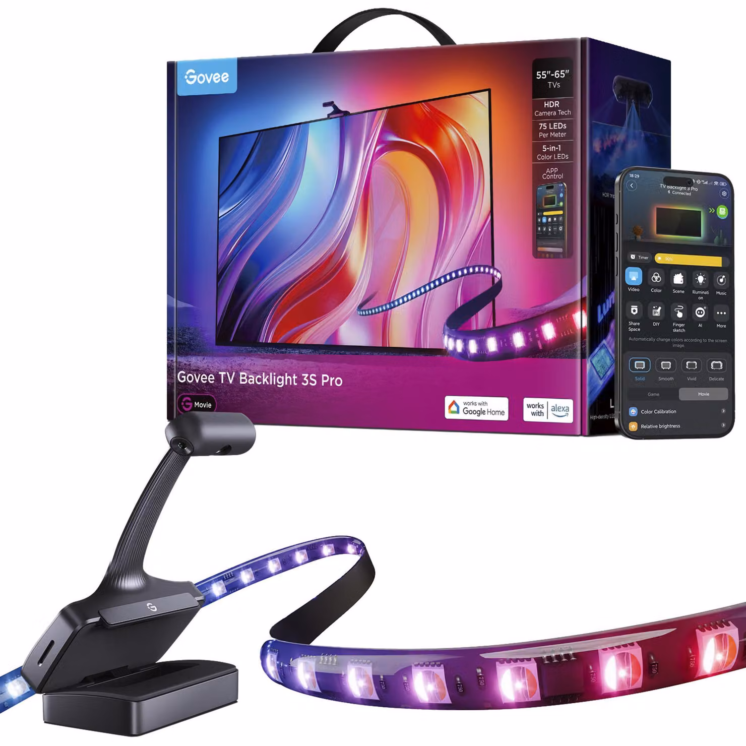 Govee H66A0, striscia luminosa intelligente, Wi-Fi/Bluetooth, nero, LED, multi, 337 lm