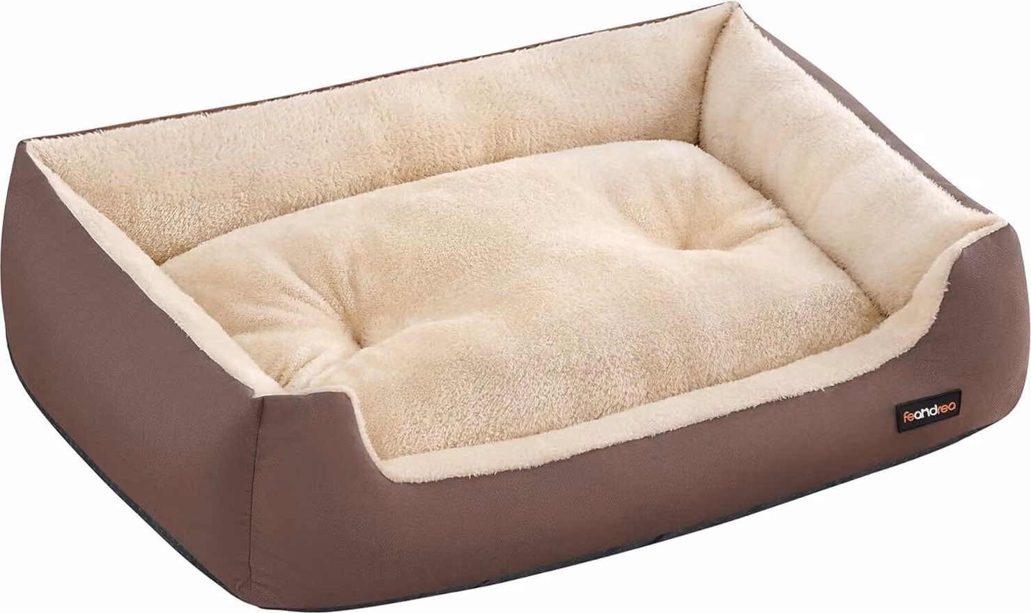 Lettino per cani FEANDREA, cestino per cani con cuscino reversibile, 85 x 65 x 21 cm, marrone