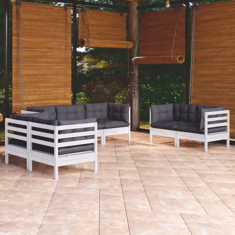The Living Store Set salotto da giardino 7 pezzi con cuscini in legno di pino massiccio