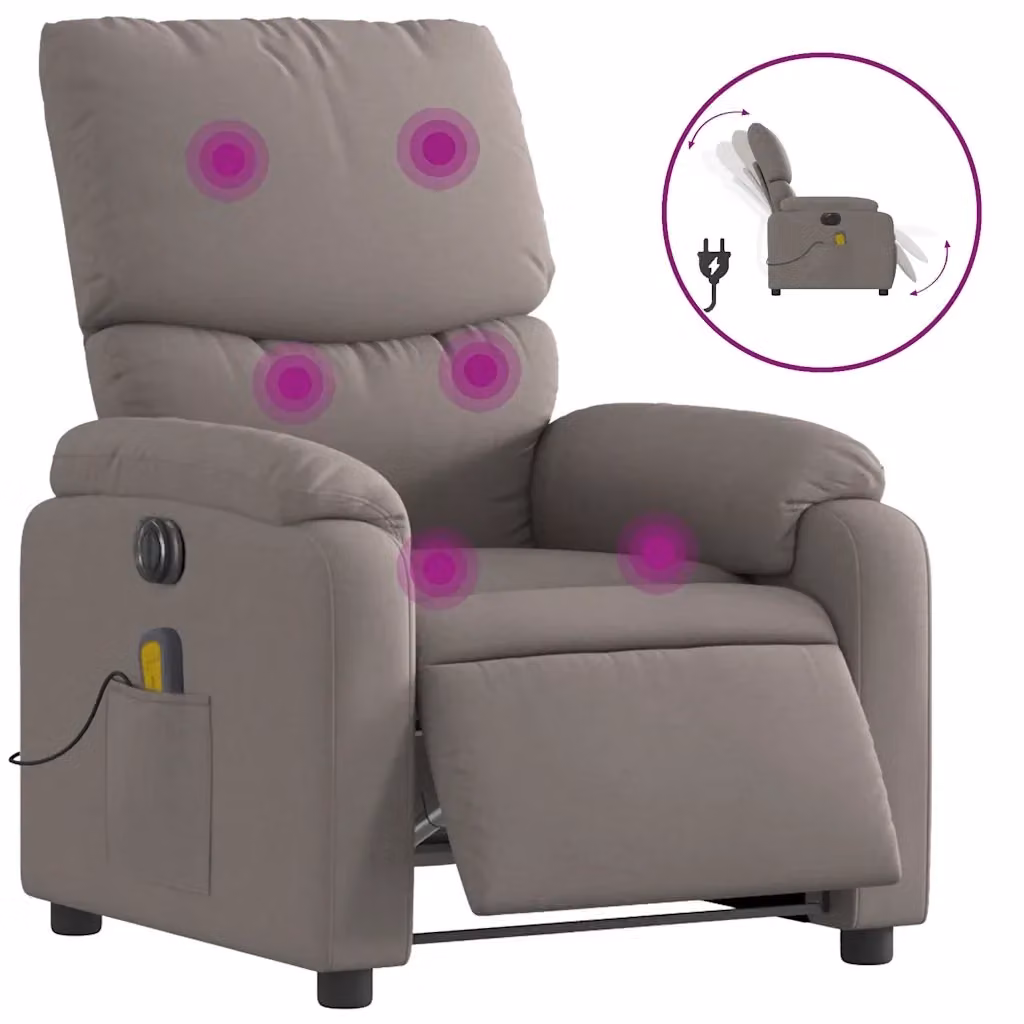 Poltrona Reclinabile Elettrica da Relax vidaXL in Tessuto Beige e Grigio con Braccioli – 2