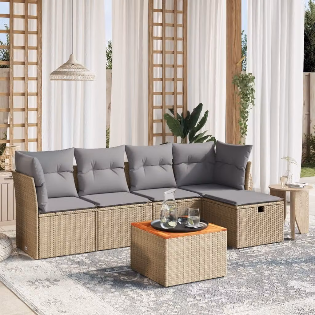 Maison Exclusive - Set Divano da Giardino 6 pz con Cuscini Beige Misto Polyrattan