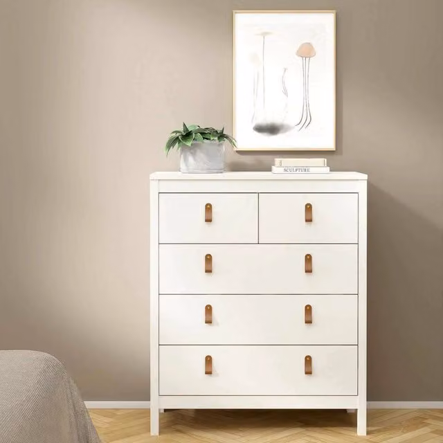 Cassettiera Nicholas DMORA bianca per camera da letto e soggiorno L 82 cm, P 38 cm, H 99 cm
