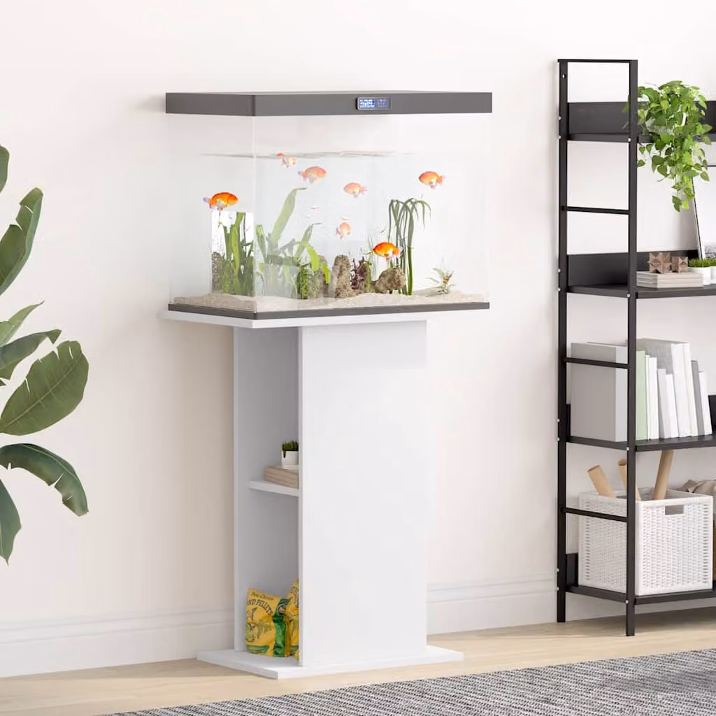 vidaXL Supporto per Acquario Bianco in Legno Multistrato e MDF L: 60,5 cm, P: 36 cm, H: 72,5 cm