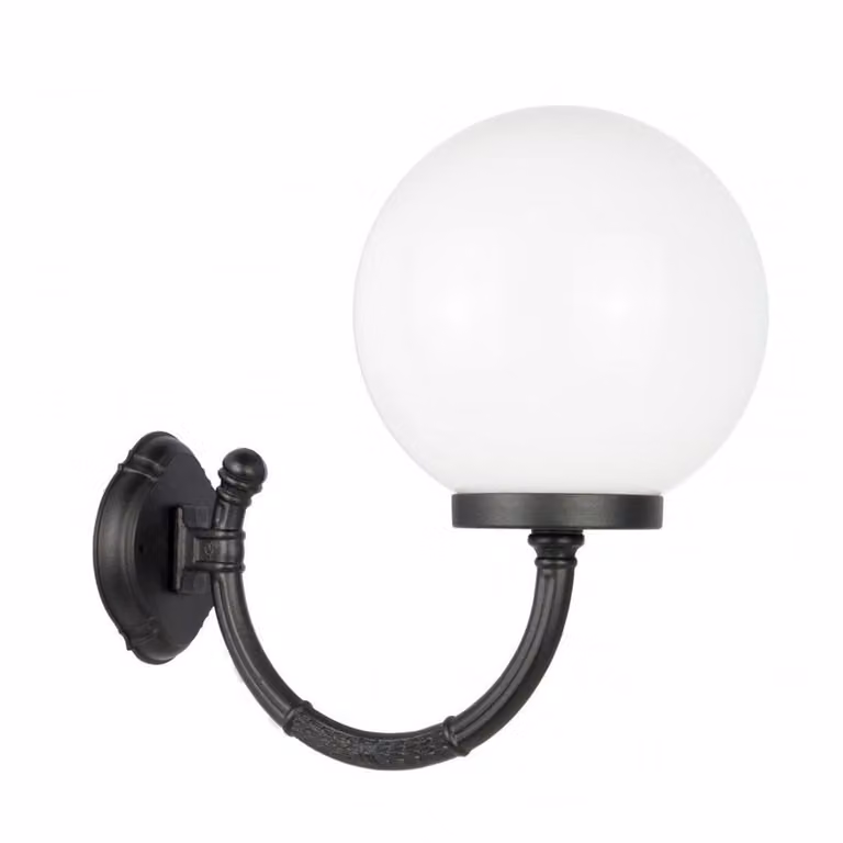 Lampada da parete da giardino sfera bianca o fumé 25 cm 1xE27 nero IP43 SU-MA Kule K 3012/1/K 250 P