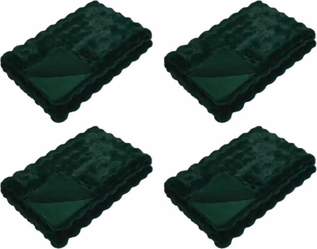 Set di 4 copertine antiscivolo Olite in ecopelliccia verde, morbide e soffici, L 150 cm x P 130 cm