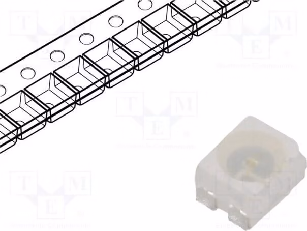 2 LED 3528, PLCC4, angolo di emissione 120°, dimensioni 3,5x2,8x1,9 mm, colore verde, intensità luminosa 2180÷3300 mcd, tecnologia SMD, corrente di funzionamento 50 mA, modello OSG58AS3C1A, LED