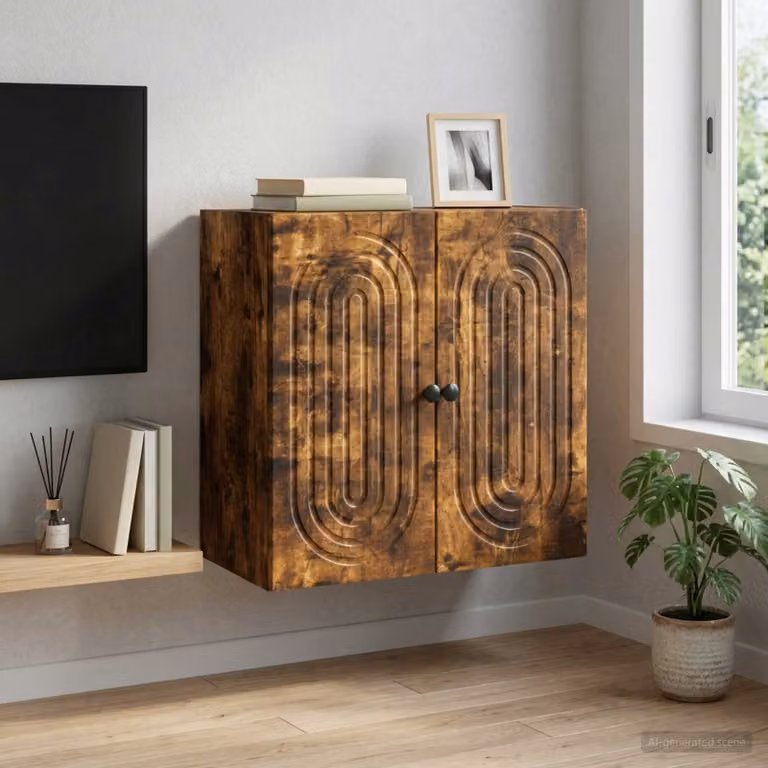 Mobiletto a muro moderno vidaXL in legno e metallo marrone L: 59 cm, P: 31 cm, H: 60 cm