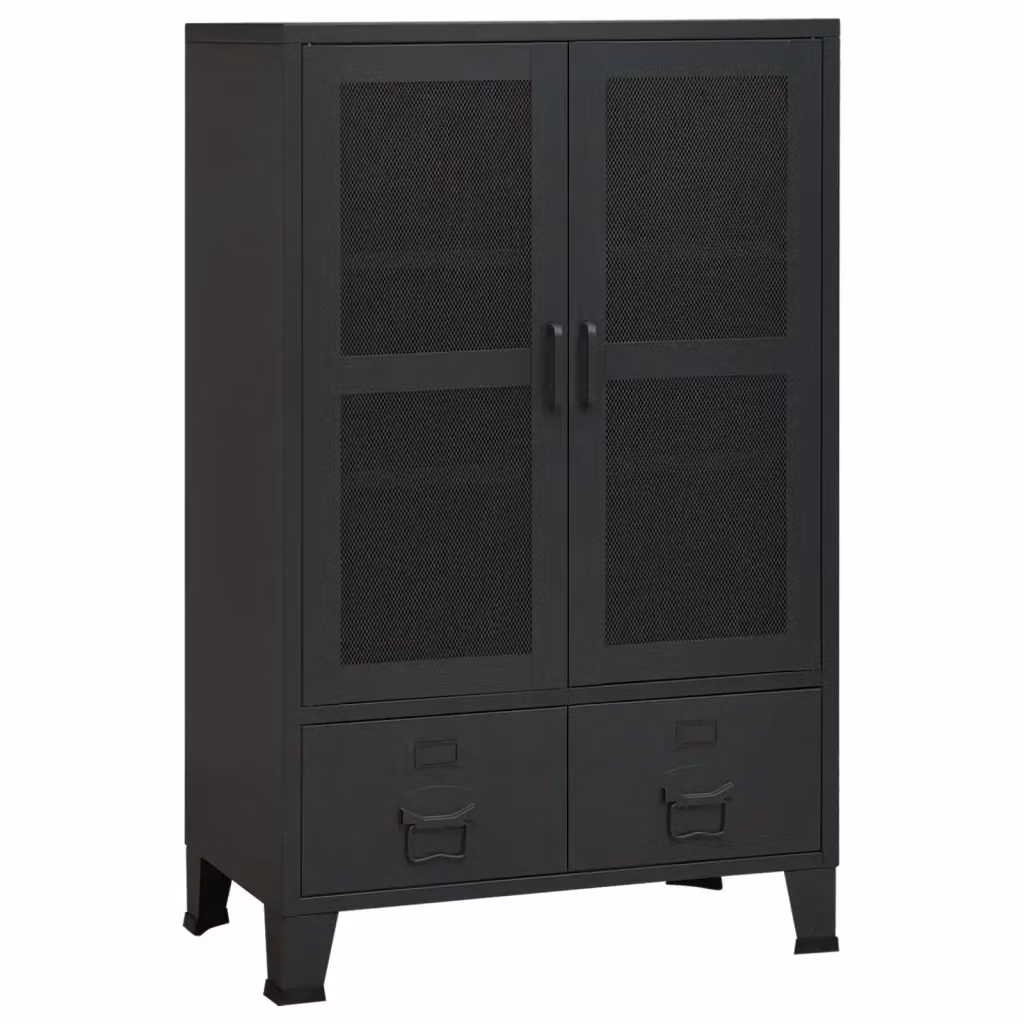 Armadio Classificatore Industriale MERCATOXL in Metallo Nero con Ante a Battente e Ripiani Interni L: 70 cm, P: 40 cm, H: 115 cm – 2