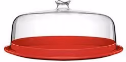 Porta torta rotondo Margherita Rosso 88 in vetro, Diametro: 34 cm