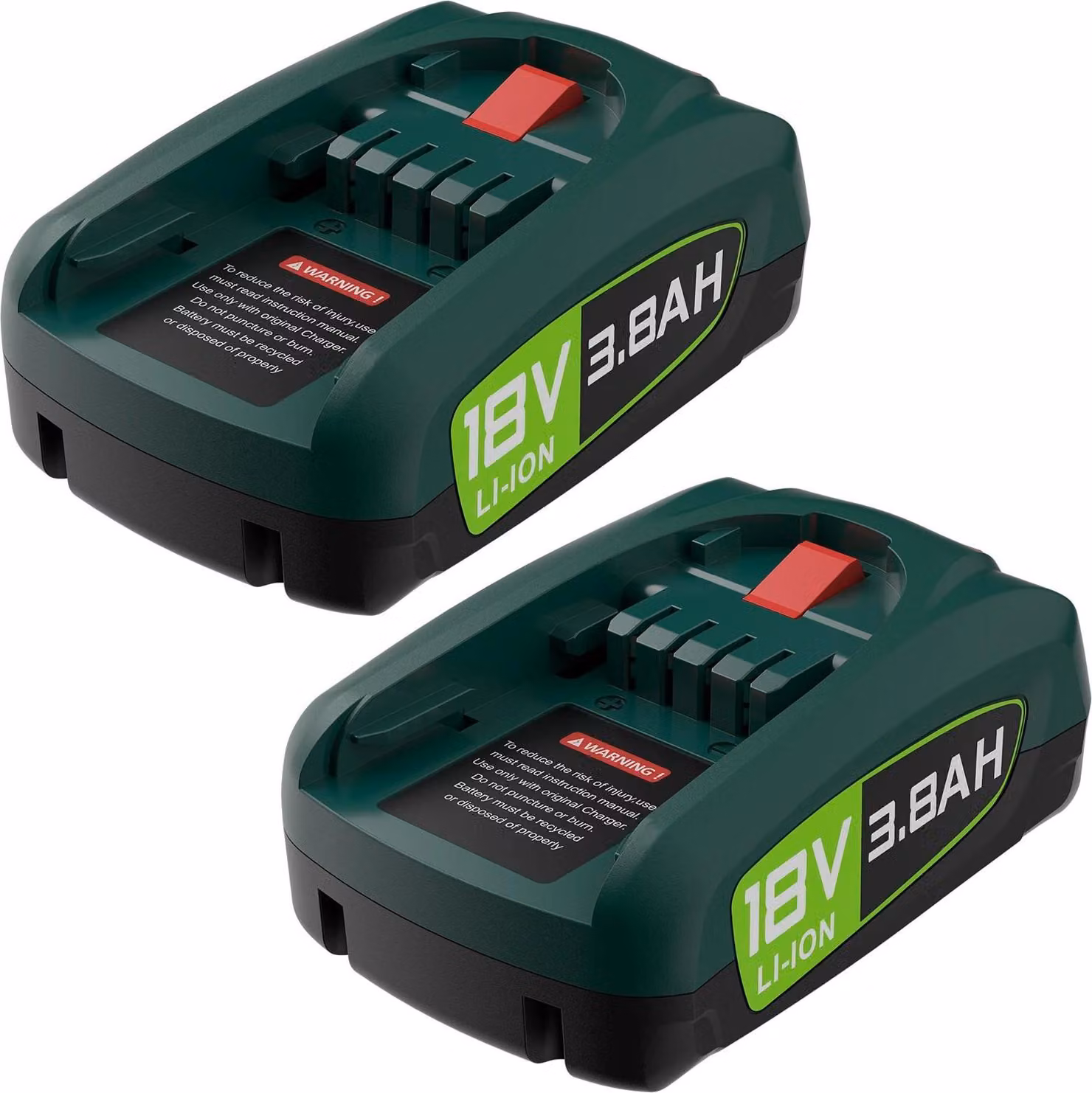 Batteria di ricambio per utensili elettrici - PBA 18V Li-Ion - Confezione da 2 3800 mAh - Celle 18650 - Per utensili da giardino - Senza caricabatteria - Beige