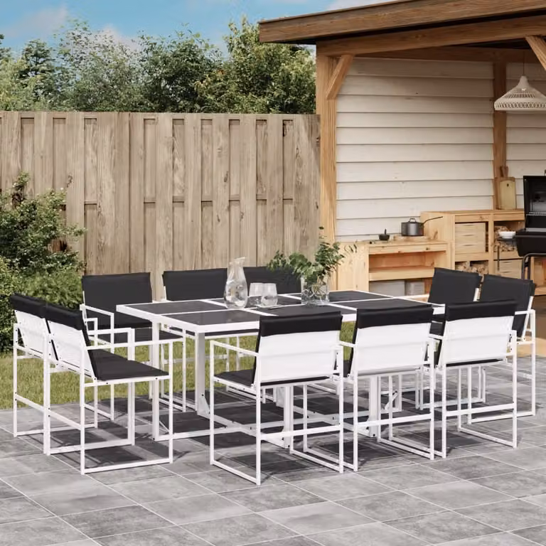 Maison Exclusive - Set da pranzo da giardino da 11 pezzi con cuscini in Textilene bianco