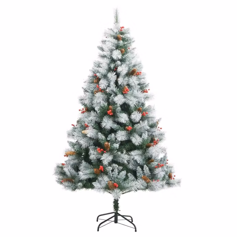 Albero Natale Artificiale Incernierato con Pigne e Bacche 240cm