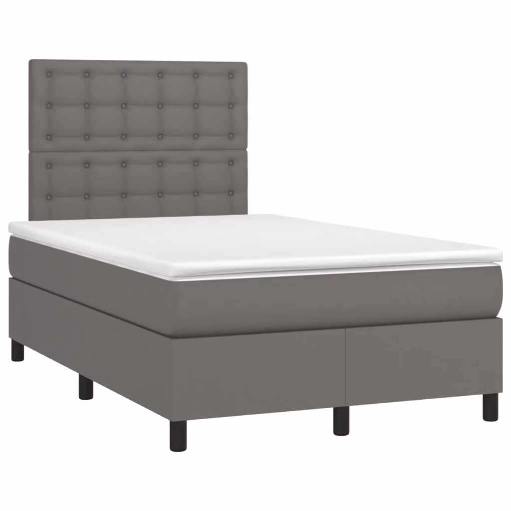 Giroletto a Molle con Materasso Grigio 120x190 cm in Pelle finta