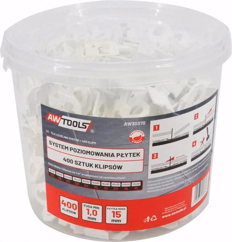 Sistema di livellamento per piastrelle Awtools standard 1,0mm - 7mm-15mm - clip 400pz.